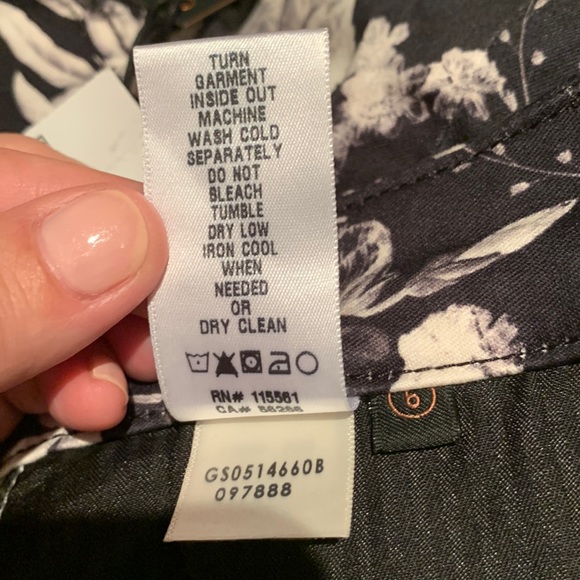 JEN 7 FOR ALL MANKIND SPECIAL DYED ANKLE SKINNY JEANS BLACK WHITE GRAY FLORAL - Picture 12 of 15